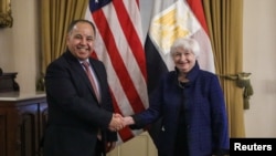 FILE —U.S. Secretary of the Treasury Janet Yellen meets with Egyptian Finance Minister Mohamed Maait, at the Department of the Treasury in Washington, Jan. 9, 2024. 