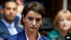 Serbia's new Prime Minister Ana Brnabic listens during a parliament session in Belgrade, Serbia, June 28, 2017. 