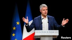 Laurent Wauquiez, président du parti "Les Republicains" à Saint-Priest, près de Lyon, France, le 7 décembre 2017.