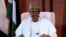 In this photo released by the Nigeria State House, Nigeria's President Muhammadu Buhari looks on during a broadcast to the Nation at the Presidential palace in Abuja, Nigeria, Aug. 21, 2017. 