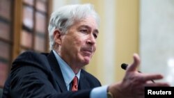 William Burns, nominee for Central Intelligence Agency director, testifies during his Senate Intelligence Committee hearing on Capitol Hill in Washington, Feb. 24, 2021. 