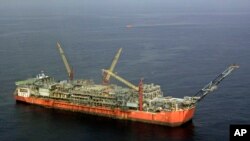 FILE - Shell Bonga offshore oil vessel off the coast of the Niger Delta in Nigeria.