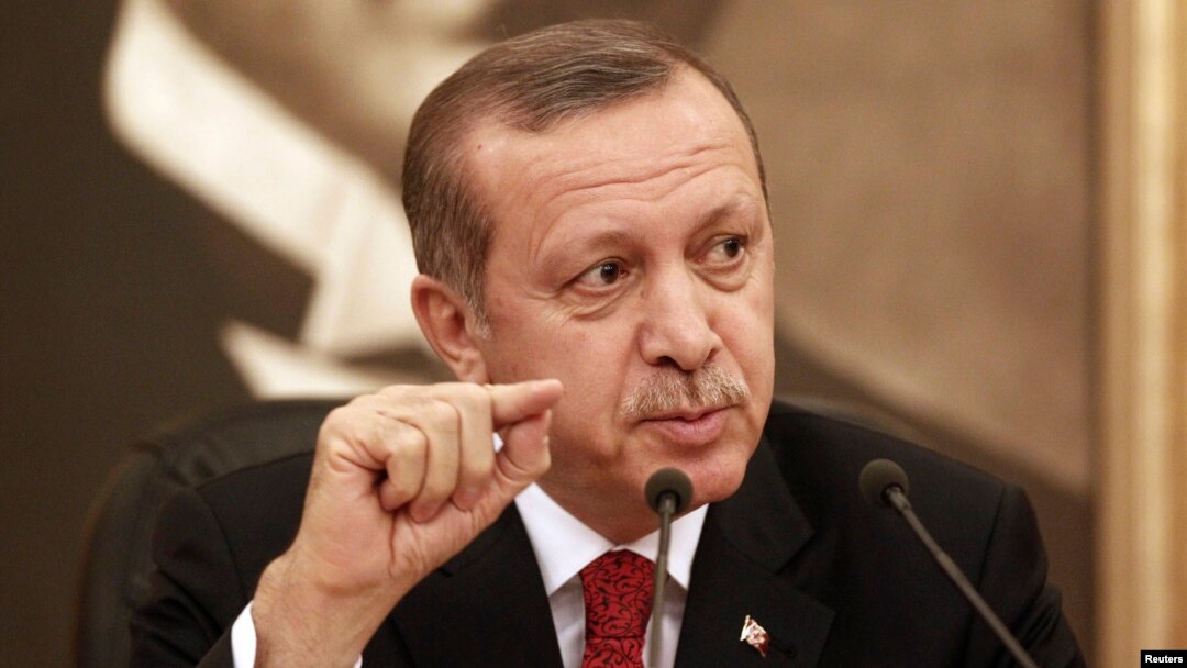 FILE - Turkey's Prime Minister Recep Tayyip Erdogan talks to the media in Istanbul.