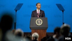 President Barack Obama memberikan pidato di hadapan konferensi organisasi AIPAC di Washington (4/3).