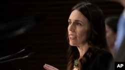New Zealand Prime Minister Jacinda Ardern speaks during the post-Cabinet press conference in Wellington, May 11, 2020.
