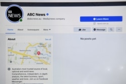 The ABC News Facebook page is seen on a screen in Canberra, Australia, Feb. 18, 2021.