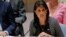 United Nations Ambassador from U.S. Nikki Haley address U.N. Security Council meeting, Sept. 28, 2017, at U.N. headquarters. 