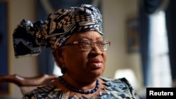 Incoming World Trade Organization President (WTO) Ngozi Okonjo-Iweala speaks during an interview with Reuters in Potomac, Maryland, Feb. 15, 2021.