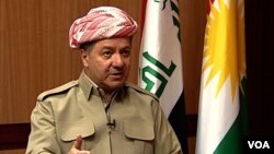 FILE - Kurdish President Massoud Barzani talks to VOA's Persian service in an exclusive interview. 
