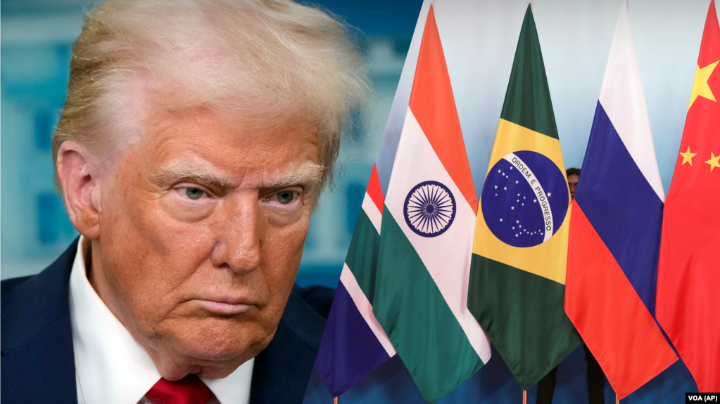 Tổng thống Hoa Kỳ Donald Trump hôm 30/1/2025 cảnh báo BRICS chớ thay thế đồng đô la Mỹ và lặp lại đe dọa áp thuế 100% trên khối này.