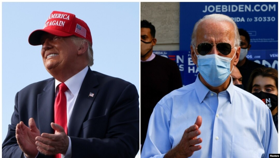 Petahana Presiden Donald Trump and Joe Biden berkampanye di Florida pada hari yang sama, Kamis, 29 Oktober 2020. 