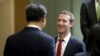 FILE - Facebook Chief Executive Mark Zuckerberg talks with Chinese President Xi Jinping during a gathering of CEOs and other executives at Microsoft's main campus in Redmond, Washington, Sept. 23, 2015.