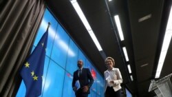 European Council President Charles Michel and European Commission President Ursula von der Leyen leave following a virtual summit with Chinese President Xi Jinping in Brussels, Belgium June 22, 2020.