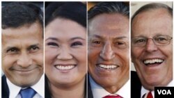 Cuatro de los candidatos que encabezan las encuestas, de izq. a der.: Ollanta Humala, Keiko Fujimori, Alejandro Toledo y Pedro Pablo Kuczynski.