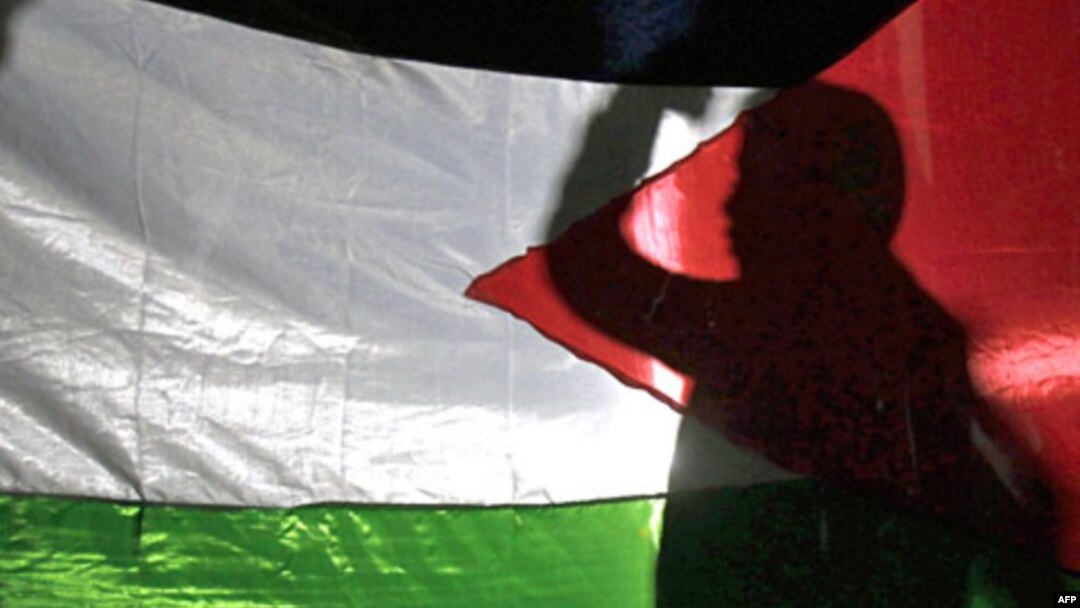 Seorang anak laki-laki mengibarkan bendera Palestina saat unjuk rasa di luar kantor PBB di Amman. (Foto: AFP)