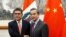 Peru's Foreign Minister Gustavo-Meza Cuadra, left, and Chinese Foreign Minister Wang Yi shake hands before a talks at the Diaoyutai state guesthouse in Beijing, China, Nov. 29, 2019. 