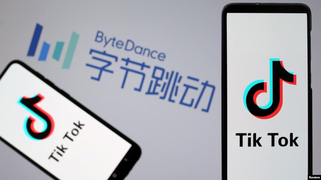 抖音（Tik Tok）与字节跳动公司标识(photo:VOA)