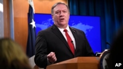 Secretary of State Mike Pompeo answers a question during a news conference, at the Department of State in Washington, March 26, 2019.