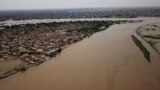 An aerial view shows buildings and roads submerged by floodwaters near the Nile River in South Khartoum, Sudan, Sept. 8, 2020.