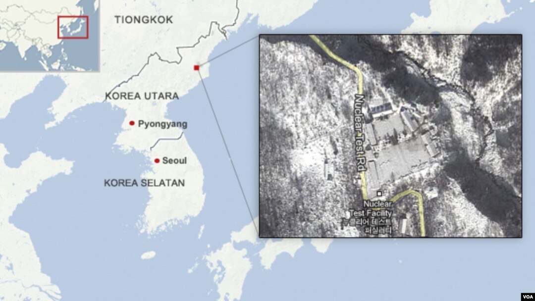 Peta Tes Nuklir Korea Utara (foto: VOA). 