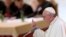 FILE - Pope Francis delivers his speech during a meeting marking the 50th anniversary of the creation of the Synod of Bishops, in the Paul VI hall at the Vatican, Saturday, Oct. 17, 2015. 
