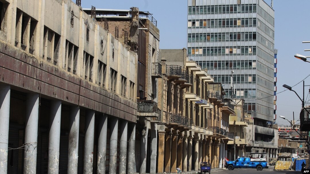 A picture taken on June 11, 2020 shows an empty street in Baghdad, Iraq.