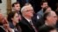FILE - Gateway Pundit publisher Jim Hoft listens as U.S. President Donald Trump speaks during a "social media summit" meeting with prominent conservative social media figures in the East Room of the White House in Washington, July 11, 2019. 