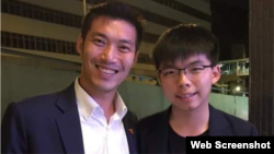 香香港众志秘书长黄之锋在脸书上贴出他与泰国反对党“新未来党”领袖节朗勒吉的合照。（推特截图）