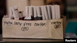 FILE - Cigarettes that are sold per piece are seen in a shop in Belo Horizonte, Brazil.