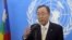 FILE - United Nations Secretary-General Ban Ki-moon speaks to the media during a press conference in Bangui, Central African Republic.
