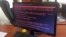 A computer screen cyberattack warning notice is seen at an office in Kiev, Ukraine, June 27, 2017