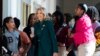 First lady Jill Biden gives students a tour of the White House on the day of the unveiling of the new enhanced White House public tour, in Washington, Oct. 21, 2024.