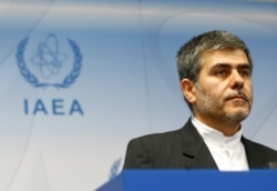 Iran's head of Atomic Energy Organization Fereydoon Abbasi Davani addresses a press conference during the 56th International Atomic Energy Agency General Conference in Vienna on Sept. 17, 2012.