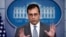 FILE - United States Citizenship and Immigration Services Director L. Francis Cissna speaks during the daily press briefing at the White House in Washington, Dec. 12, 2017. The U.S. government agency that oversees immigrants' applications to become citizens is starting an office tasked with stripping naturalized Americans of their citizenship if they cheated to get it.