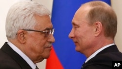 Rencontre Mahmoud Abbas-Vladimir Poutine, résidence de Novo-Ogaryovo, près de Moscou, Russie, le 14 mars 2013. 