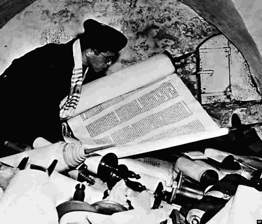 Chaplain Samuel Blinder and the Desecrated Torahs of Frankfurt, 1945. In the basement of the Institute for Research into the Jewish Question, which the Nazis established in Frankfurt as an intended “museum of a vanished race,” Blinder found a cache of Tor