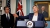 Australian Foreign Minister Penny Wong speaks alongside U.S. Secretary of State Antony Blinken at the State Department in Washington on Aug. 5, 2024. High-level U.S. and Australian officials are meeting in Annapolis, Maryland, this week.