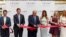 FILE - Donald Trump Jr., Eric Trump, then-Republican U.S. presidential nominee Donald Trump, Melania Trump, Tiffany Trump and Ivanka Trump attend an official ribbon cutting ceremony at the new Trump International Hotel in Washington, Oct. 26, 2016.