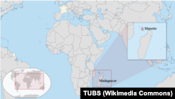 Map of Madagascar and the French island of Mayotte