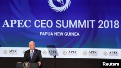 U.S. Vice President Mike Pence speaks during the APEC CEO Summit 2018 at Port Moresby, Papua New Guinea, Nov. 17, 2018.