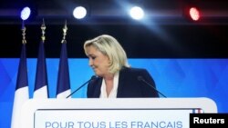 法國總統候選人勒龐2022年4月24日承認敗選。 （路透社）