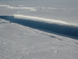 Ice front of the ice shelf in front of Pine Island Glacier, a major glacier system of West Antarctica.