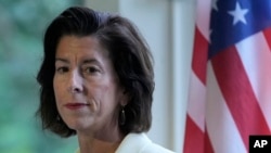 FILE - Secretary of Commerce Gina Raimondo speaks at the convening of the International Network of AI Safety Institutes at the Golden Gate Club at the Presidio in San Francisco, Nov. 20, 2024.