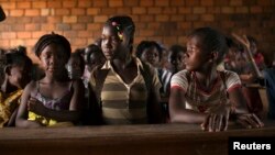 FILE - Students are seen in a classroom at a school in Bangui, capital of the Central African Republic.