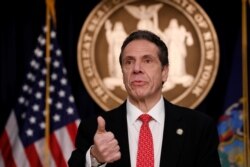 New York Governor Andrew Cuomo delivers remarks at a news conference in Manhattan, New York, March 2, 2020.