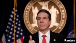 New York Governor Andrew Cuomo delivers remarks at a news conference regarding the first confirmed case of coronavirus in New York State in Manhattan borough of New York City, New York, U.S., March 2, 2020. 