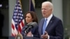 U.S. President Joe Biden, accompanied by Vice President Kamala Harris, speaks about the coronavirus disease (COVID-19) response and the vaccination program from the Rose Garden of the White House in Washington, U.S., May 13, 2021. REUTERS/Kevin Lamarque