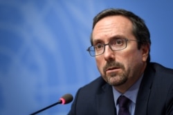 U.S. Ambassador to Afghanistan John Bass attends a press conference during the U.N. Conference on Afghanistan on Nov. 27, 2018, in Geneva.