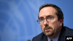 U.S. Ambassador to Afghanistan John Bass attends a press conference during the U.N. Conference on Afghanistan on Nov. 27, 2018, in Geneva. 