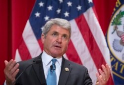 House Homeland Security Committee Chairman Mike McCaul, R-Texas, delivers a "State of Homeland Security" address on the war with Islamic State, Dec. 7, 2015.